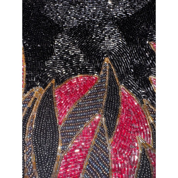 Majay Beaded Evening Bag Purse Black Red Gold Abstract Party Cocktail Vintage - Picture 5 of 6